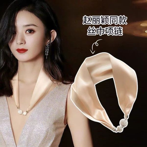 Women's Spring Summer Silk Like Small Scarf Necklace Shirt Collar Scarf Fashion Hair Band Wrist Scarves