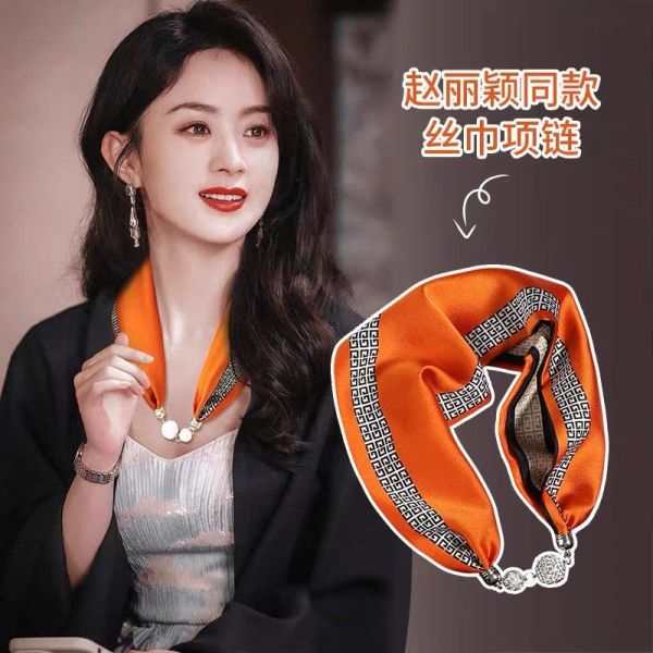 Women's Spring Summer Silk Like Small Scarf Necklace Shirt Collar Scarf Fashion Hair Band Wrist Scarves