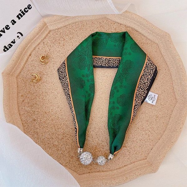 Women's Spring Summer Silk Like Small Scarf Necklace Shirt Collar Scarf Fashion Hair Band Wrist Scarves