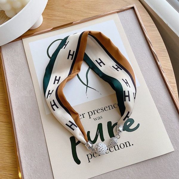 Women's Spring Summer Silk Like Small Scarf Necklace Shirt Collar Scarf Fashion Hair Band Wrist Scarves