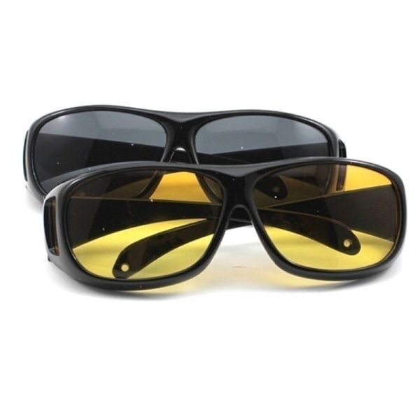 HD Car Driving Sunglasses Night Vision Wrap Arounds Yellow Lens Over Unisex Glasses