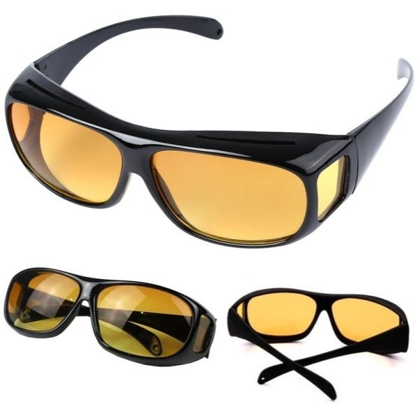 HD Car Driving Sunglasses Night Vision Wrap Arounds Yellow Lens Over Unisex Glasses