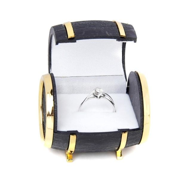 Velvet Ring Earring Jewelry Display Storage Box Gift Case Holder Organizer - Gold Black Beer Barrel Shape