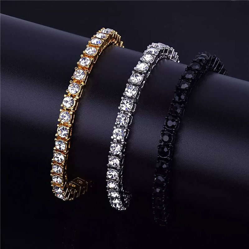 5mm Ice drill Zircon Tennis Chain Bracelet Men's Hip hop Jewelry Clasp Bangles Link
