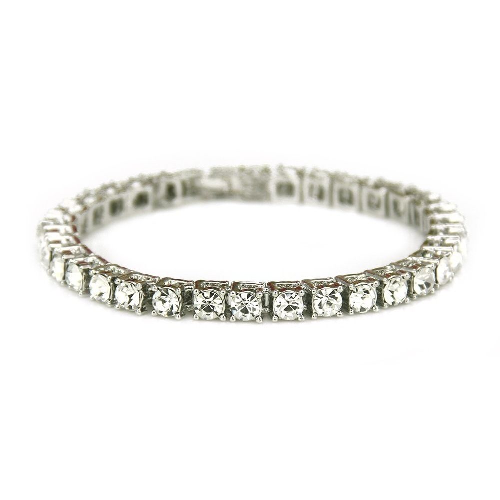 5mm Ice drill Zircon Tennis Chain Bracelet Men's Hip hop Jewelry Clasp Bangles Link
