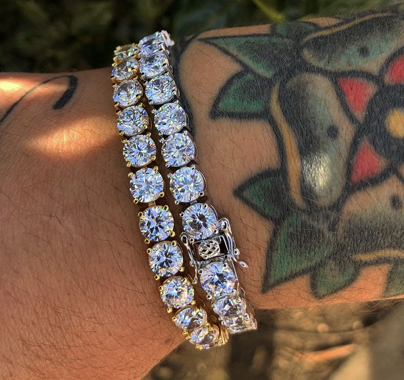 5mm Ice drill Zircon Tennis Chain Bracelet Men's Hip hop Jewelry Clasp Bangles Link
