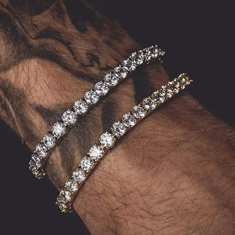 5mm Ice drill Zircon Tennis Chain Bracelet Men's Hip hop Jewelry Clasp Bangles Link