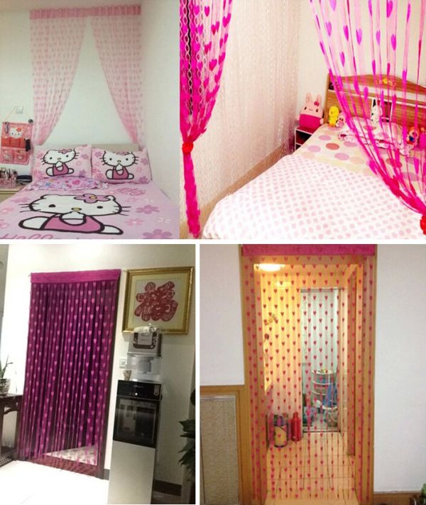 1 Pc Heart Love Line Tassel String Door Curtain Window Curtains Room Divider Valance Home Kids Room Decor2mX 1m)