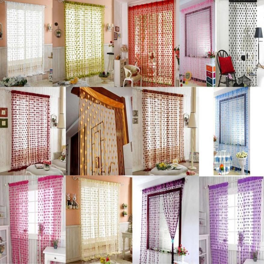 1 Pc Heart Love Line Tassel String Door Curtain Window Curtains Room Divider Valance Home Kids Room Decor2mX 1m)
