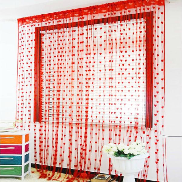 1 Pc Heart Love Line Tassel String Door Curtain Window Curtains Room Divider Valance Home Kids Room Decor2mX 1m)