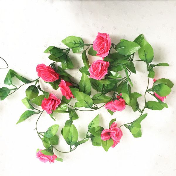 250CM/lot Silk Roses Ivy Vine with Green Leaves For Home Wedding Decoration Fake leaf diy Hanging Garland Artificial Flowers