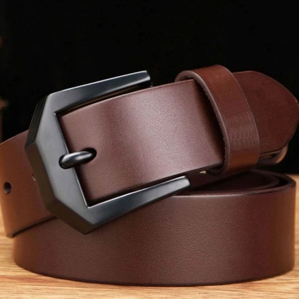 Men's Vintage Casual Belt Black Pin Buckle Student Versatile Leather Wide Belt