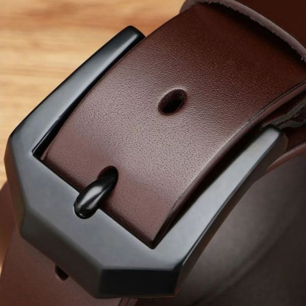 Men's Vintage Casual Belt Black Pin Buckle Student Versatile Leather Wide Belt
