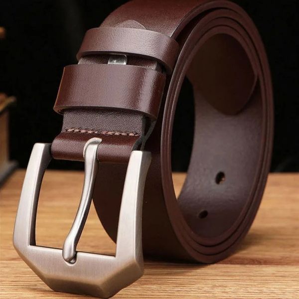 Men's Vintage Casual Belt Black Pin Buckle Student Versatile Leather Wide Belt