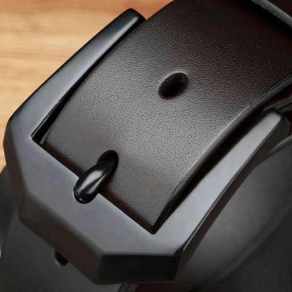 Men's Vintage Casual Belt Black Pin Buckle Student Versatile Leather Wide Belt