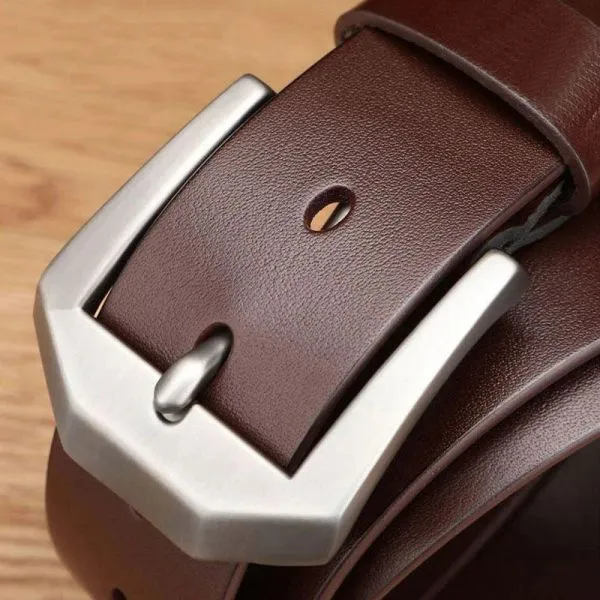 Men's Vintage Casual Belt Black Pin Buckle Student Versatile Leather Wide Belt