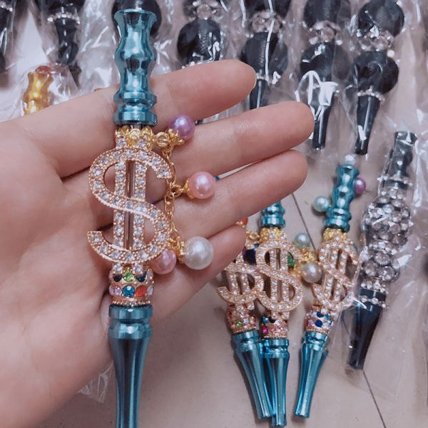 Wholesale Money Shape Hookah Metal Tips Shisha Mouthpiece Jewelry Blunt Smoking Filter Pipe Holder Handmade Detachable Tips