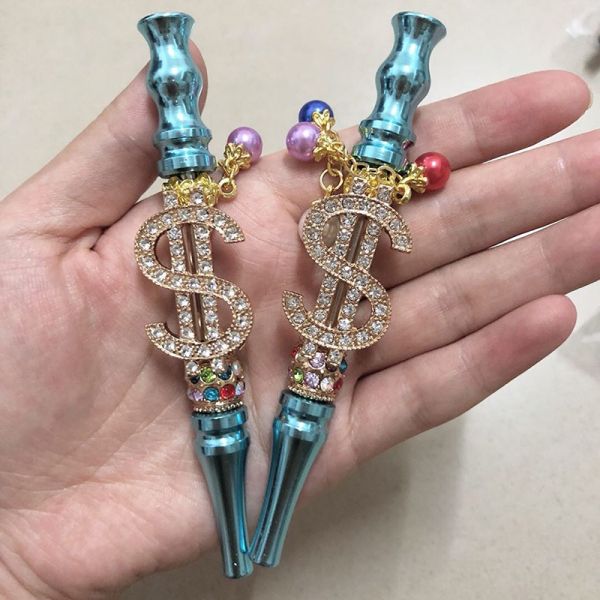 Wholesale Money Shape Hookah Metal Tips Shisha Mouthpiece Jewelry Blunt Smoking Filter Pipe Holder Handmade Detachable Tips