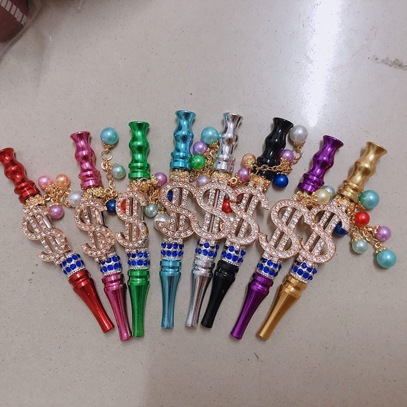 Wholesale Money Shape Hookah Metal Tips Shisha Mouthpiece Jewelry Blunt Smoking Filter Pipe Holder Handmade Detachable Tips