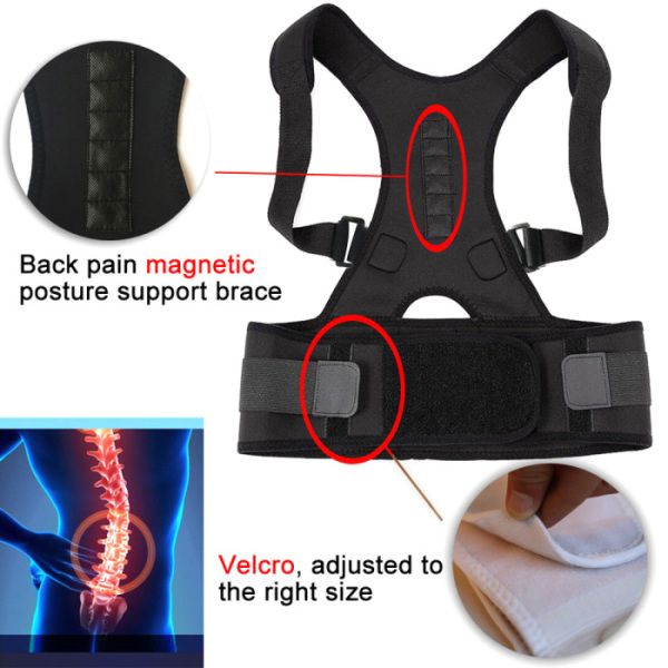 New Adjustable Posture Corrector Male Female Magnetic Back Support Nylon Elastic Shoulder Back Brace Belt