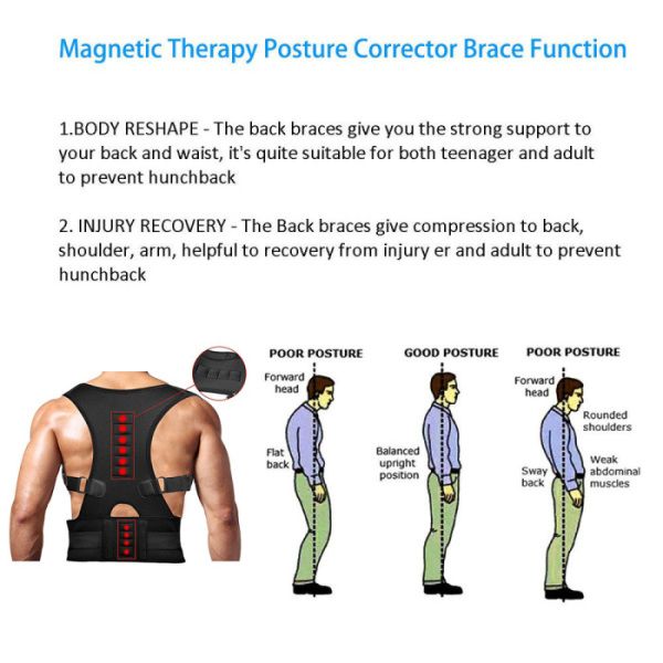 New Adjustable Posture Corrector Male Female Magnetic Back Support Nylon Elastic Shoulder Back Brace Belt