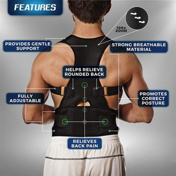 New Adjustable Posture Corrector Male Female Magnetic Back Support Nylon Elastic Shoulder Back Brace Belt