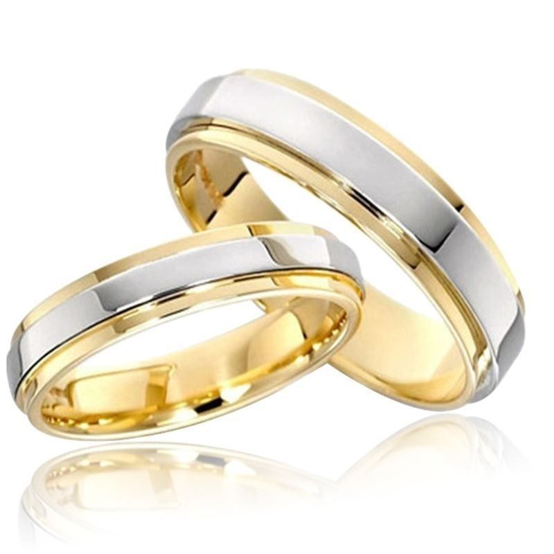4MM New Fashion Simple Design Titanium Steel Mens Rings Lover Couple Rings Alliance Gold Wedding Band Rings Set for Women Men