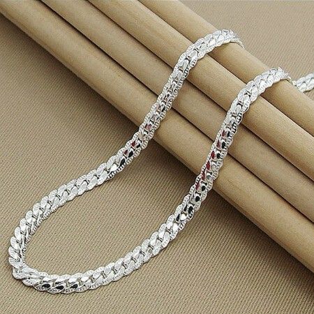 925 silver plating fashion men's Fine Jewelry 5mm 20 feet 50 cm silver necklace