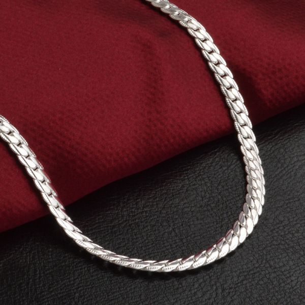 925 silver plating fashion men's Fine Jewelry 5mm 20 feet 50 cm silver necklace