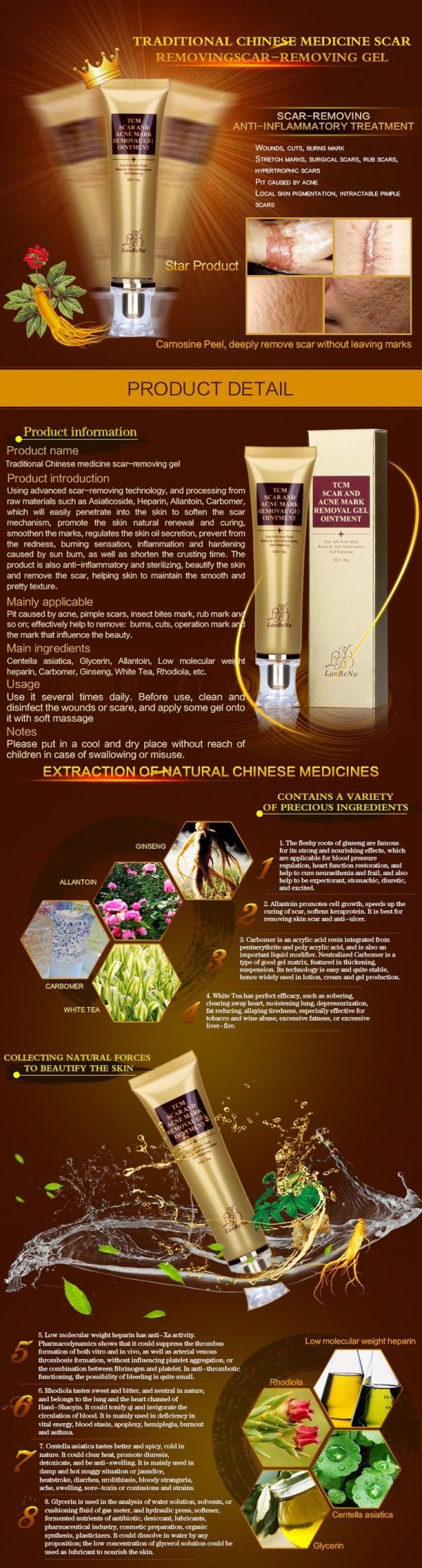 LANBENA Acne Scar Removal Cream Skin Repair Face Cream Acne Spots Acne Treatment Blackhead Whitening Cream Stretch Marks 30ml