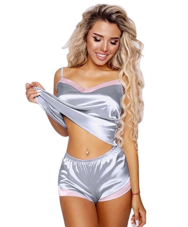 Women Sexy Soft Silk Satin Slings Pajamas Sets 2024 Summer New Sleepwear Suspenders Shorts Sets Imitation Loungewear 2 Piece Set