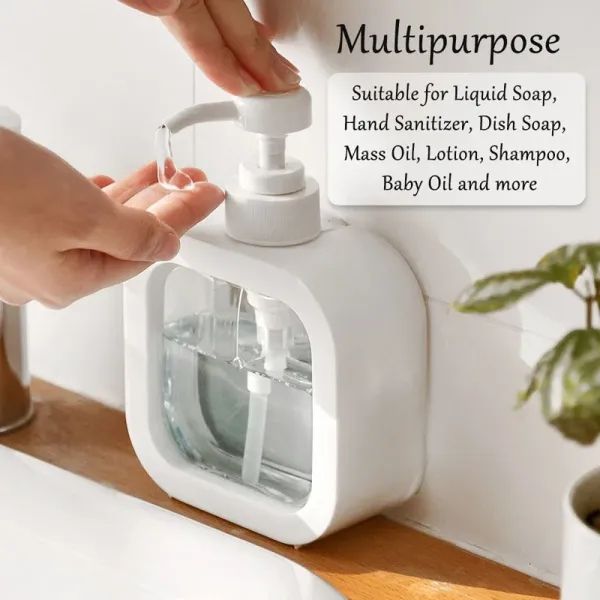 300/500ml Square Soap Dispenser Transparent Hand Pump Bottle Refillable Empty Container For Liquid Lotion Shampoo Shower Gel