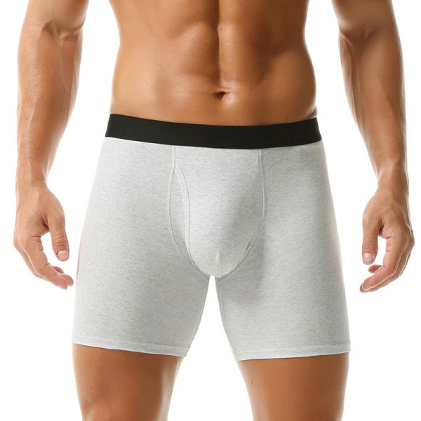 Long Boxer For Man Cotton Men's Panties Family Print Boxershorts Mens Open Front Underwear Sexy Male Underpants Shorts