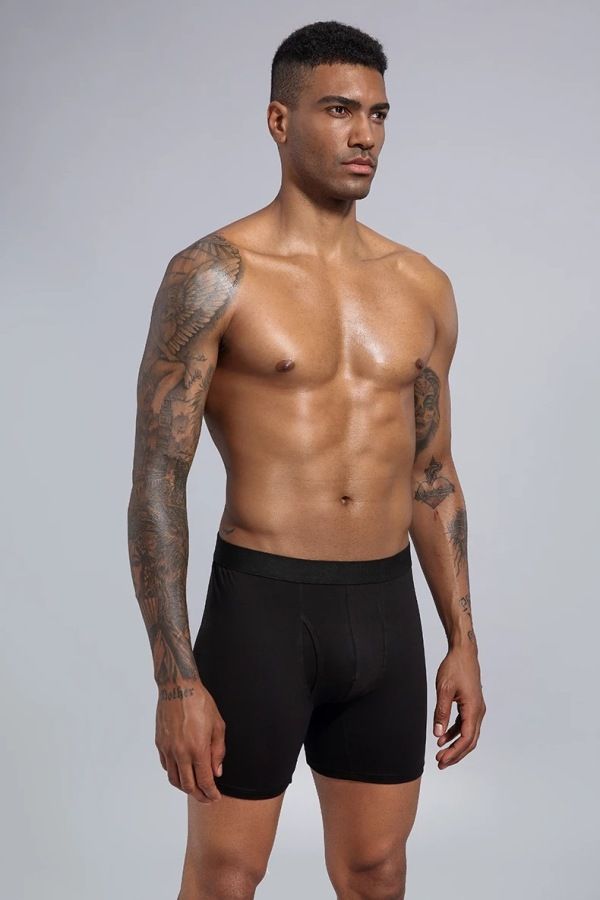 Long Boxer For Man Cotton Men's Panties Family Print Boxershorts Mens Open Front Underwear Sexy Male Underpants Shorts