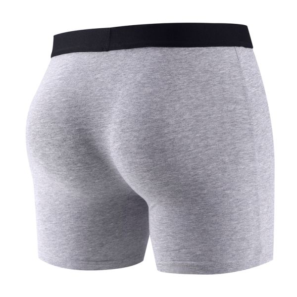 Long Boxer For Man Cotton Men's Panties Family Print Boxershorts Mens Open Front Underwear Sexy Male Underpants Shorts