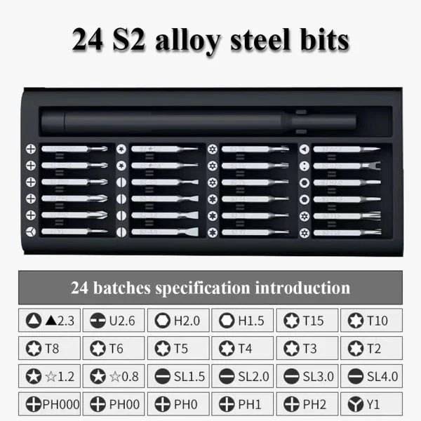 24 In 1 Screwdriver Set Precision Magnetic Screw Driver Bits Mini Tool Case Dismountable For Smart Home PC Phone Repair