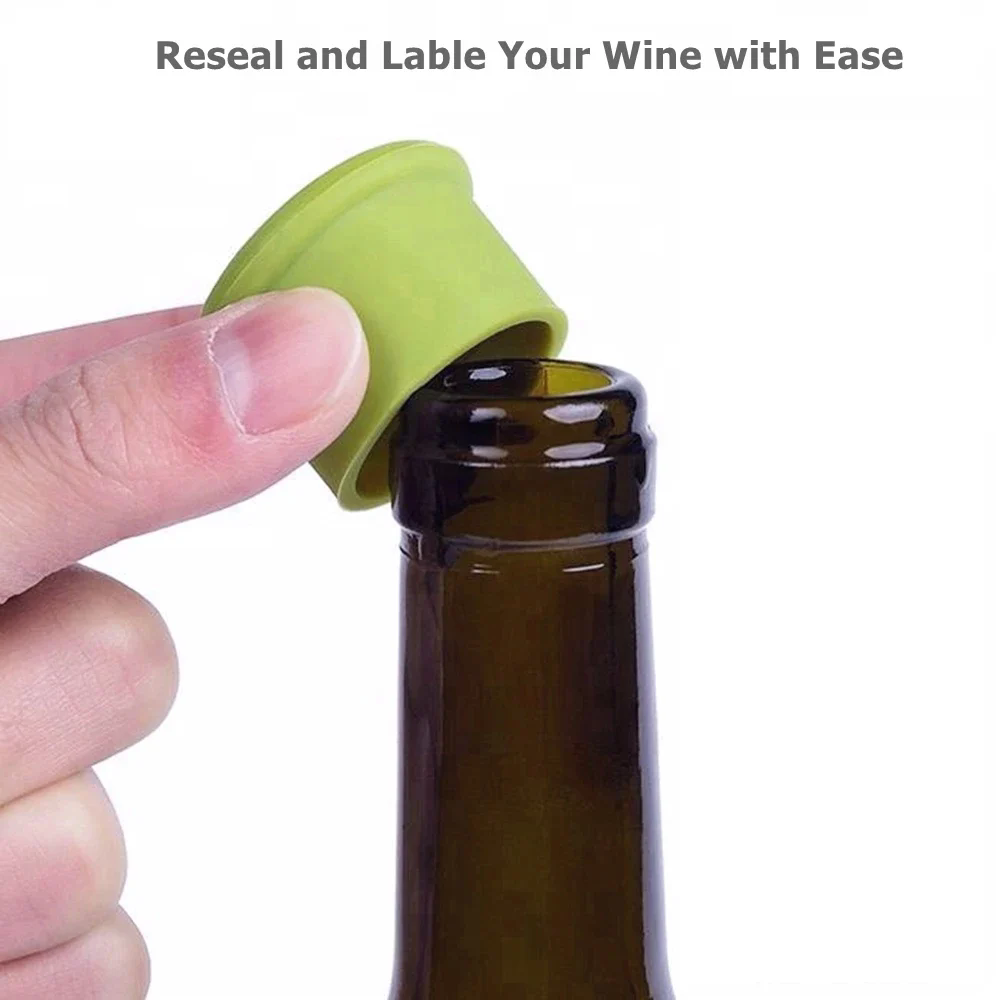 5pcs Silicone Wine Stopper Leak Free Wine Bottle Cap Fresh Keeping Sealers Beer Beverage Champagne Closures For Bar Accessories