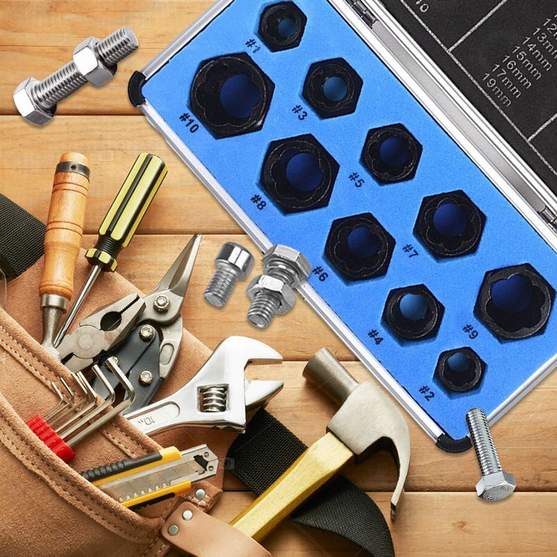 Damaged Screw Extractor 10pcs/Set Hand Tools Kit Bolt Nut Removal Socket Tool Car Tool Kit Bolt Nut Remover