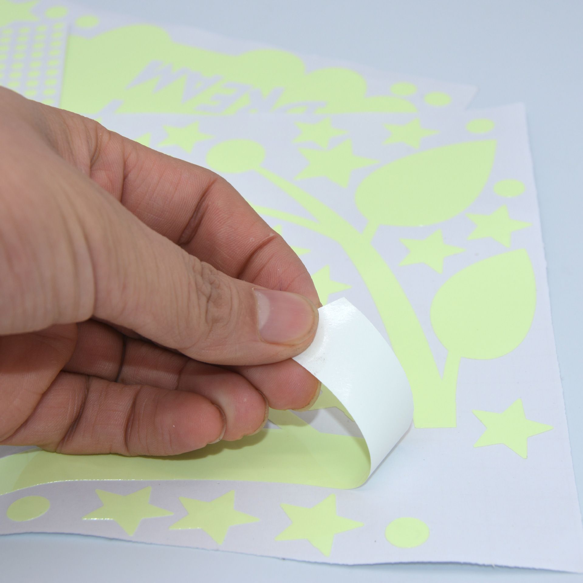 Couple Cat Night Light Sticker Moon Star Meteor Fluorescent Stickers Valentine's Day Self Adhesive Cartoon Night Light Wall Stickers