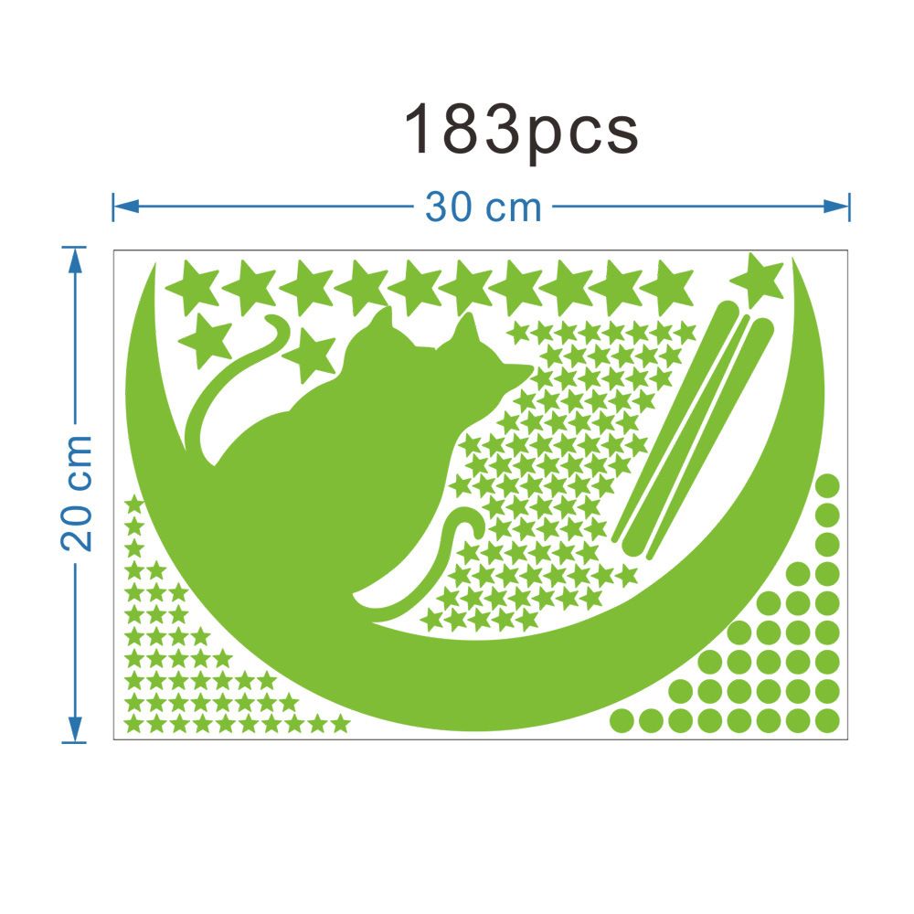 Couple Cat Night Light Sticker Moon Star Meteor Fluorescent Stickers Valentine's Day Self Adhesive Cartoon Night Light Wall Stickers