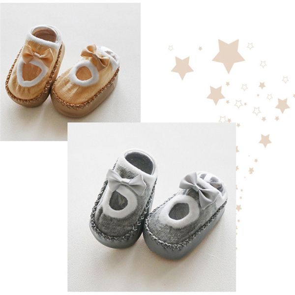 （0-2 year）Baby shoes socks Children Infant Cartoon Socks Kids Indoor Floor Socks Leather Sole Non-Slip Thick Towel Socks