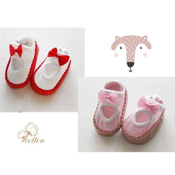 （0-2 year）Baby shoes socks Children Infant Cartoon Socks Kids Indoor Floor Socks Leather Sole Non-Slip Thick Towel Socks