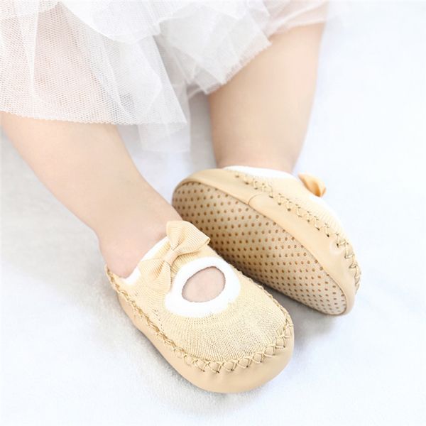 （0-2 year）Baby shoes socks Children Infant Cartoon Socks Kids Indoor Floor Socks Leather Sole Non-Slip Thick Towel Socks