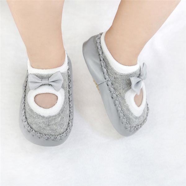 （0-2 year）Baby shoes socks Children Infant Cartoon Socks Kids Indoor Floor Socks Leather Sole Non-Slip Thick Towel Socks