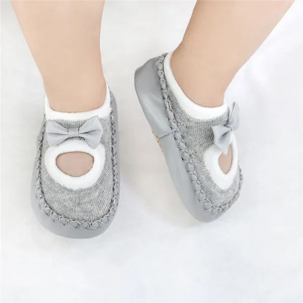 （0-2 year）Baby shoes socks Children Infant Cartoon Socks Kids Indoor Floor Socks Leather Sole Non-Slip Thick Towel Socks