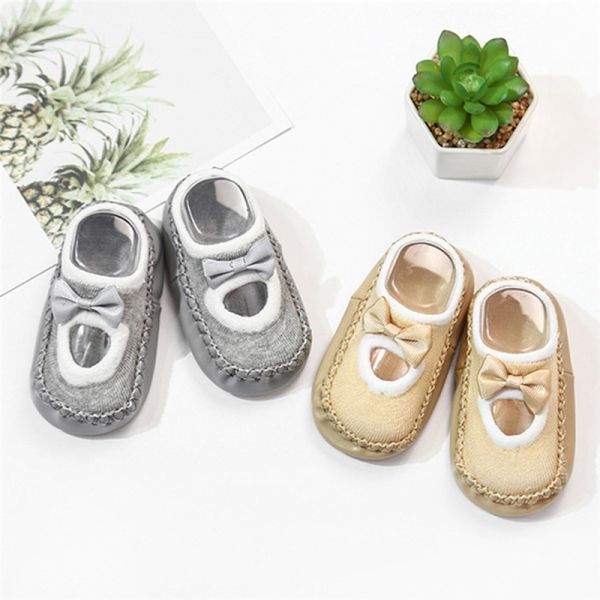（0-2 year）Baby shoes socks Children Infant Cartoon Socks Kids Indoor Floor Socks Leather Sole Non-Slip Thick Towel Socks
