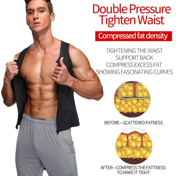Men Body Shaper Sauna Vest Waist Trainer Double Belt Sweat Shirt Corset Top Abdomen Slimming Shapewear Fat Burn Fitness Top