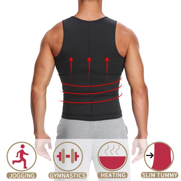 Men Body Shaper Sauna Vest Waist Trainer Double Belt Sweat Shirt Corset Top Abdomen Slimming Shapewear Fat Burn Fitness Top