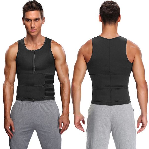 Men Body Shaper Sauna Vest Waist Trainer Double Belt Sweat Shirt Corset Top Abdomen Slimming Shapewear Fat Burn Fitness Top