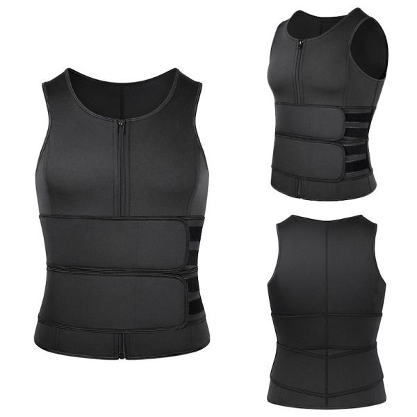 Men Body Shaper Sauna Vest Waist Trainer Double Belt Sweat Shirt Corset Top Abdomen Slimming Shapewear Fat Burn Fitness Top